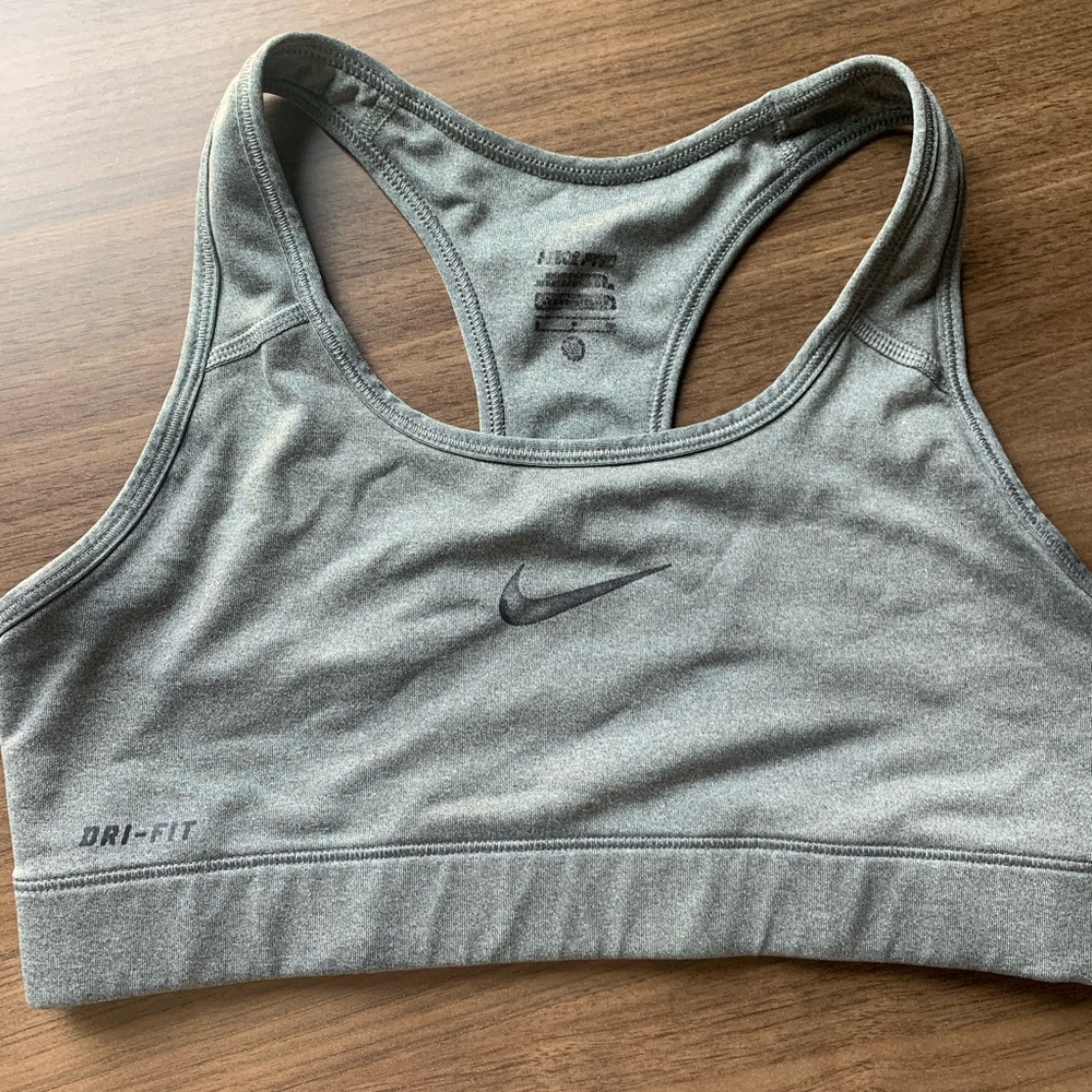 Gray Nike drifit sports bra & champion sports bra